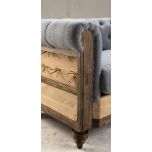 deconstructed chesterfield style sofa with wooden frame