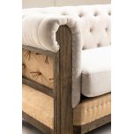 deconstructed chesterfield style sofa with wooden frame