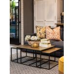 Nesting coffee tables metal with antique brass tops