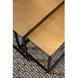 Nesting coffee tables metal with antique brass tops
