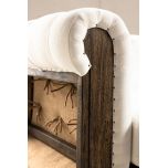 deconstructed chesterfield style sofa with wooden frame