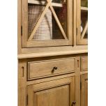 Oak display cabinet with 3 glass doors and drawers