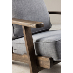 Wooden frame armchair with grey back and seat cushion 