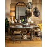 wooden kitchen island with 2 counter chairs