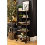 Industrial bookshelf on castors 5 tier