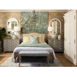 French style bed in Linen with oak wooden frame Château Collection