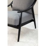 Modern armchair with black frame grey upholstery 