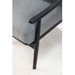 Modern armchair with black frame grey upholstery 