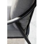 Modern armchair with black frame grey upholstery 