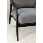 Modern armchair with black frame grey upholstery 