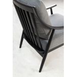Modern armchair with black frame grey upholstery 