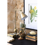 Block & Chisel iron lamp with antique brass finish and clear crystal base