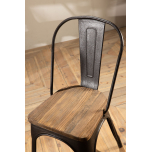 Block & Chisel metal dining chair with recycled elm wooden seat