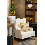 White wingback chair with brown wooden legs Château collection 