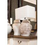 Table lamp with white wash base and white shade 