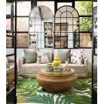 Black arched window pane mirror