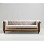 deconstructed chesterfield style sofa with wooden frame