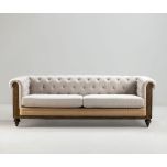 deconstructed chesterfield style sofa with wooden frame