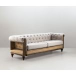 deconstructed chesterfield style sofa with wooden frame