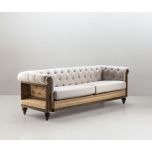 deconstructed chesterfield style sofa with wooden frame