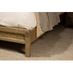 block and chisel bed with button detail and oak frame