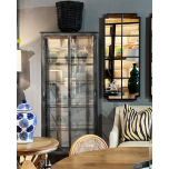 Metal-frame cabinet with glass doors and shelves
