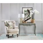 DOROTHY OCCASIONAL CHAIR in Beige fabric with tufted details and wooden legs