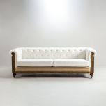 deconstructed chesterfield style sofa with wooden frame