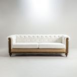 deconstructed chesterfield style sofa with wooden frame