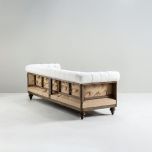 deconstructed chesterfield style sofa with wooden frame