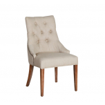 Linen upholstered dining chair with buttoned back oak legs Château Collection