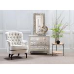 DOROTHY OCCASIONAL CHAIR in Beige fabric with tufted details and wooden legs