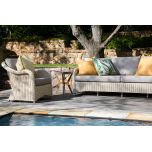 Block & Chisel rattan 3.5 seater outdoor sofa in white