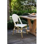 Yellow and white stripe parisian french cafe dining chair