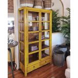 Painted cabinet with glass doors and drawers
