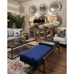 Arabel Day bed in blue navy velvet and a slidable metal table