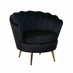 Black velvet tub chair with gold legs