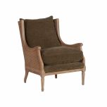 French style wingback chair with rattan detail