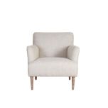 Upholstered armchair with wooden legs linen