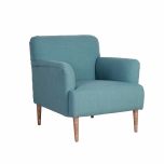 Upholstered armchair with wooden legs teal