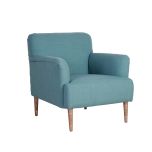 Upholstered armchair with wooden legs teal