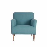 Upholstered armchair with wooden legs teal