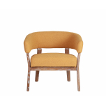 mustard upholstered tub chair with oak frame 