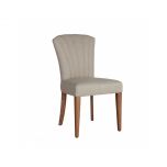 Upholstered dining chair with fan back upholstered detail 