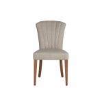 Upholstered dining chair with fan back upholstered detail 