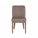 upholstered taupe dining chair with oak legs