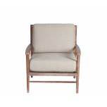 Linen arm chair with oak frame 