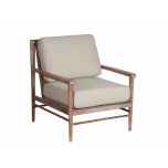 Linen arm chair with oak frame 