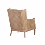 French style wingback chair with rattan detail 