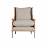 French style wingback chair with rattan detail 